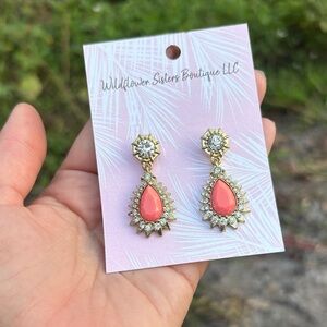 Coral and Gold Earrings